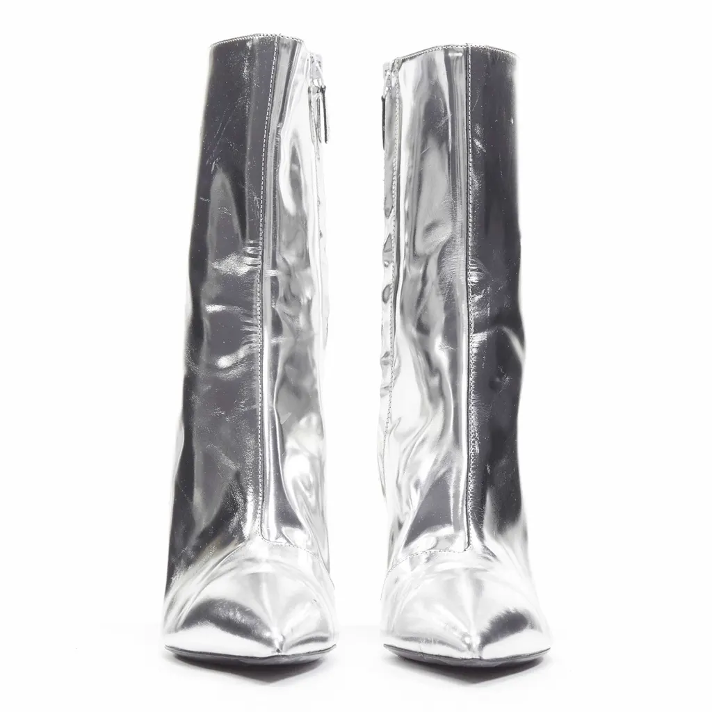 Balenciaga Metallic Mirrored Boots Silver Leather Fair - Inside View
