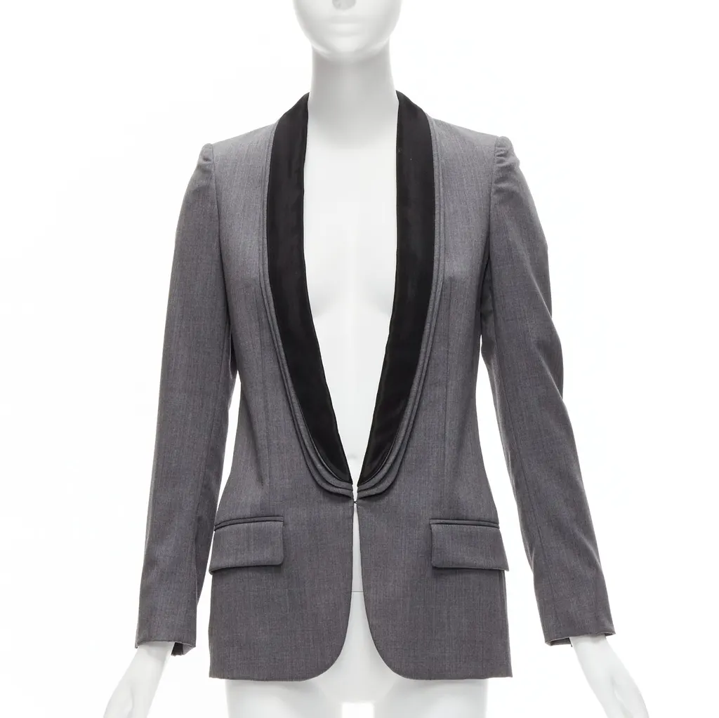Stella McCartney Grey Triple Layer Blazer Grey Wool Never worn - Front View