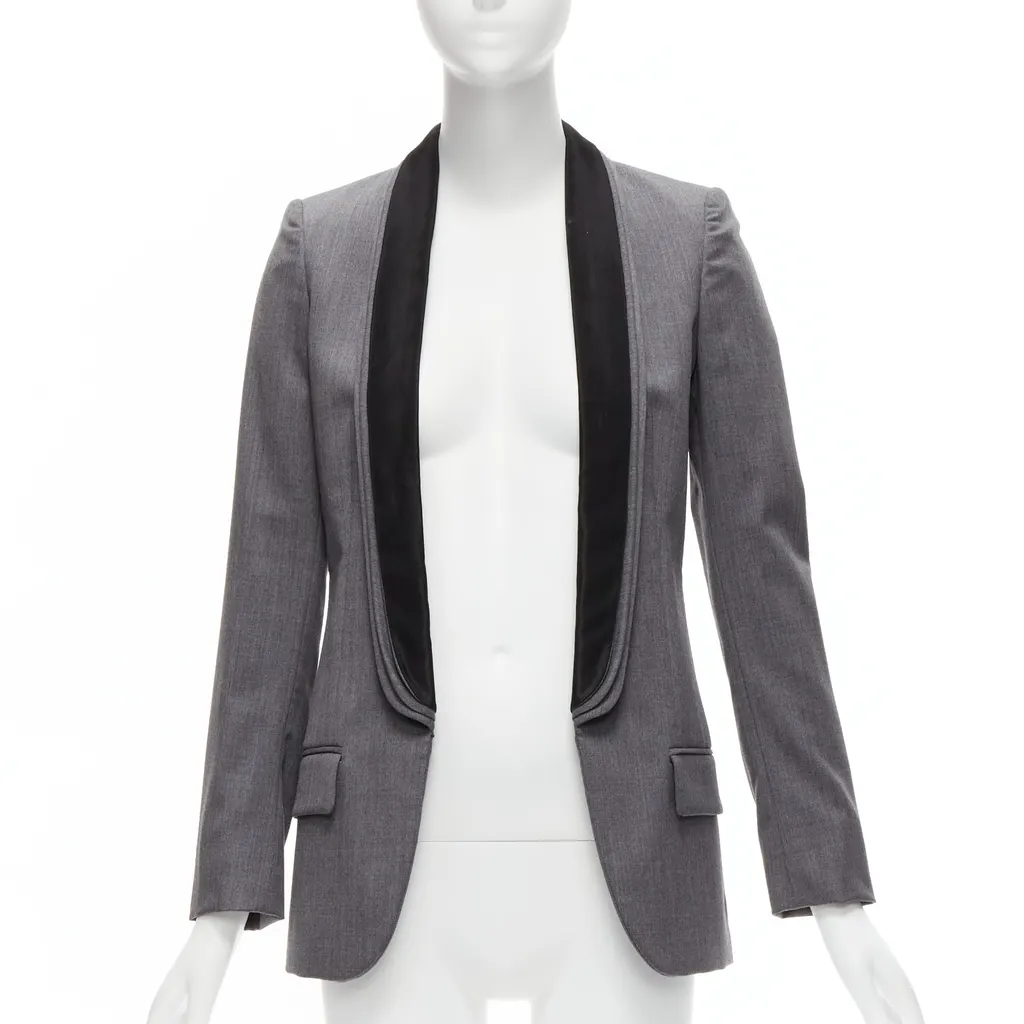 Stella McCartney Grey Triple Layer Blazer Grey Wool Never worn - Inside View