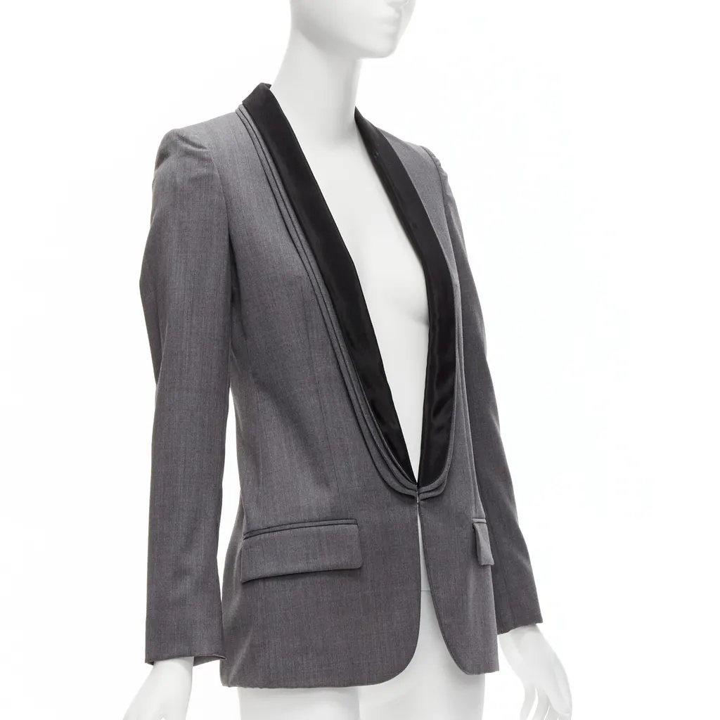 Stella McCartney Grey Triple Layer Blazer Grey Wool Never worn - Model View