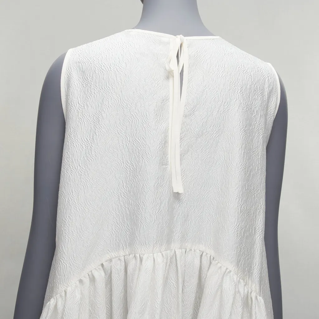 CecIlie Bahnsen Jacquard Babydoll Dress White Silk Never worn - Back View