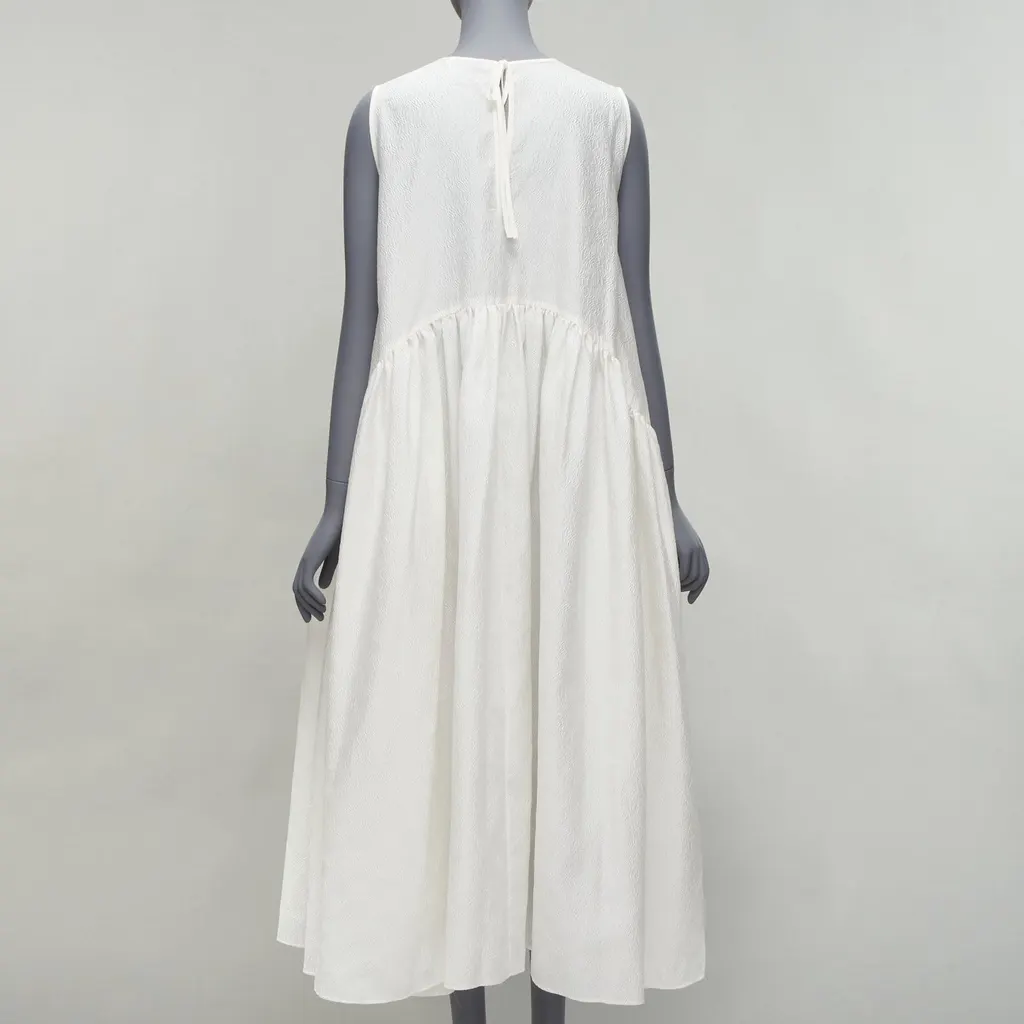 CecIlie Bahnsen Jacquard Babydoll Dress White Silk Never worn - Box View