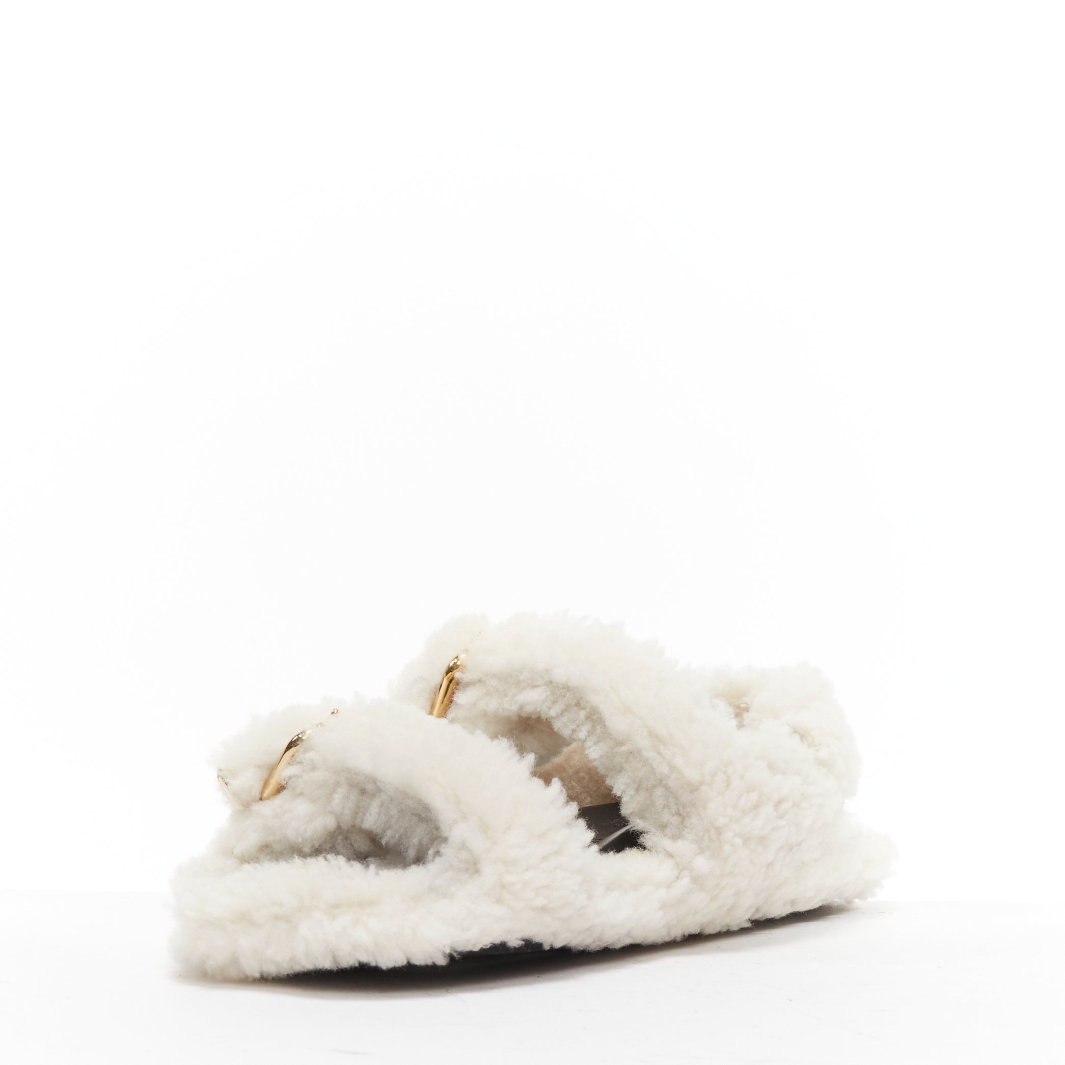 Marni Shearling Strap Sandals - Side view