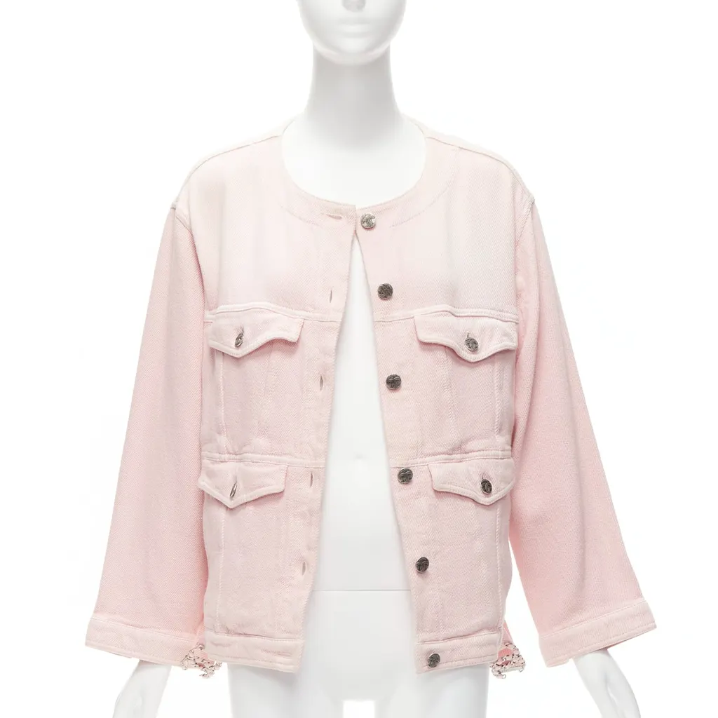 Chanel Pink Oversized Cotton Jacket Pink Cotton Very good - Inside View