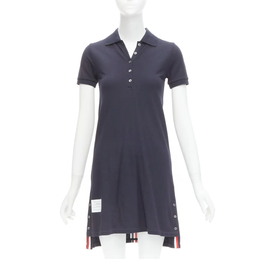 Thom Browne Webbing Polo Dress Navy Cotton Very good - Front View