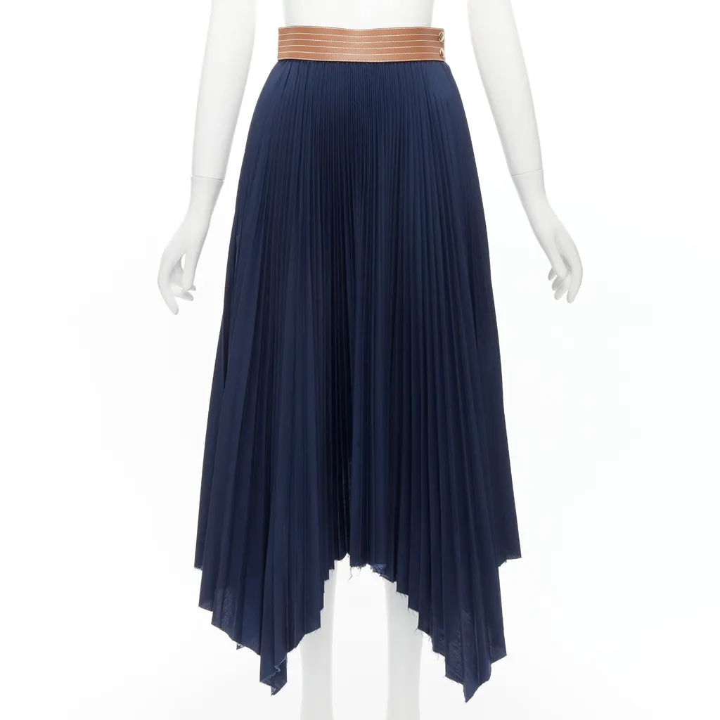 Loewe Leather Pleated Skirt Brown Leather Never worn - Front View