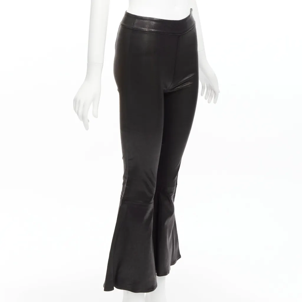 Frame Lambskin Cropped Pants Black Leather Very good - Inside View