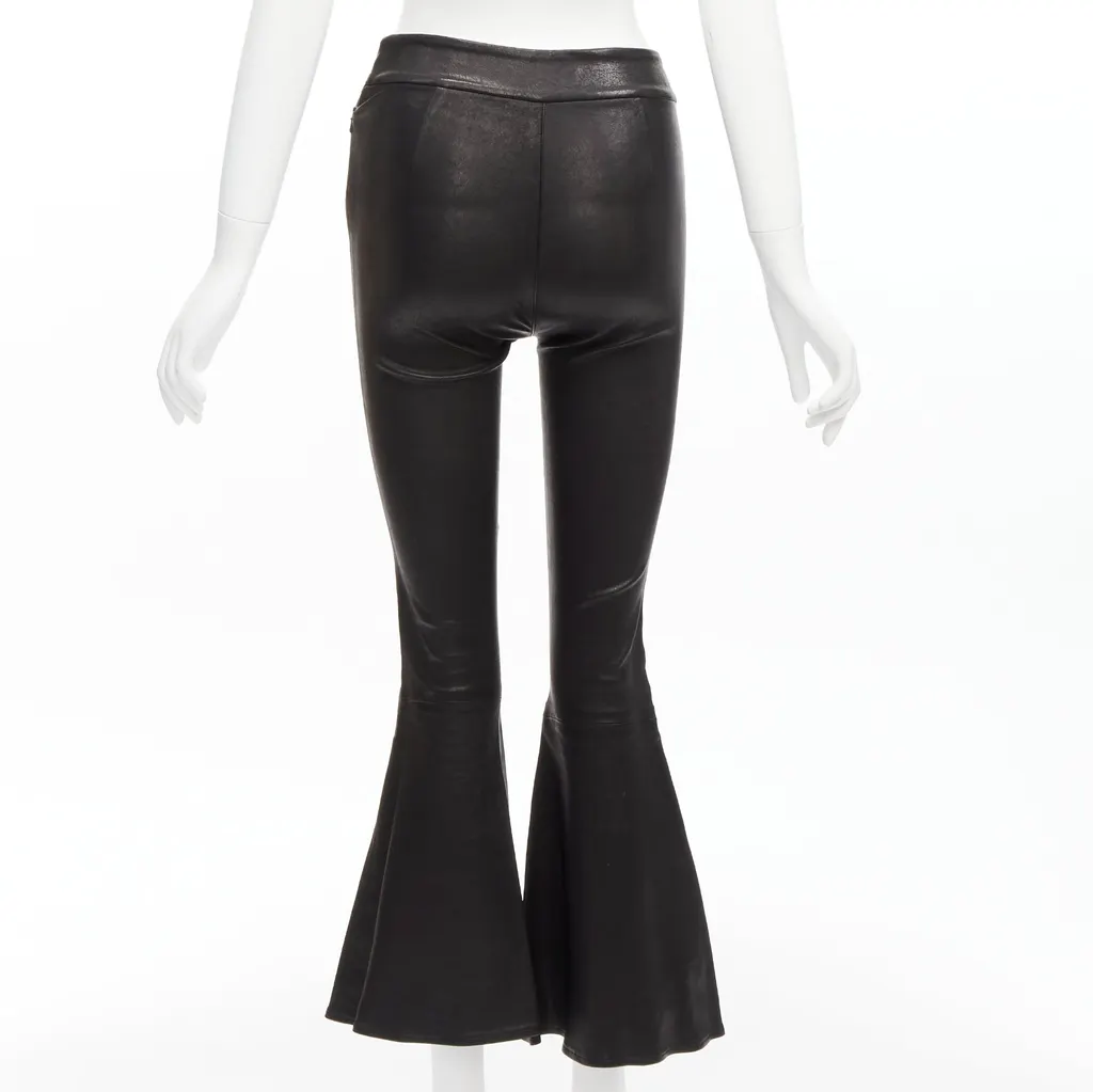 Frame Lambskin Cropped Pants Black Leather Very good - Box View