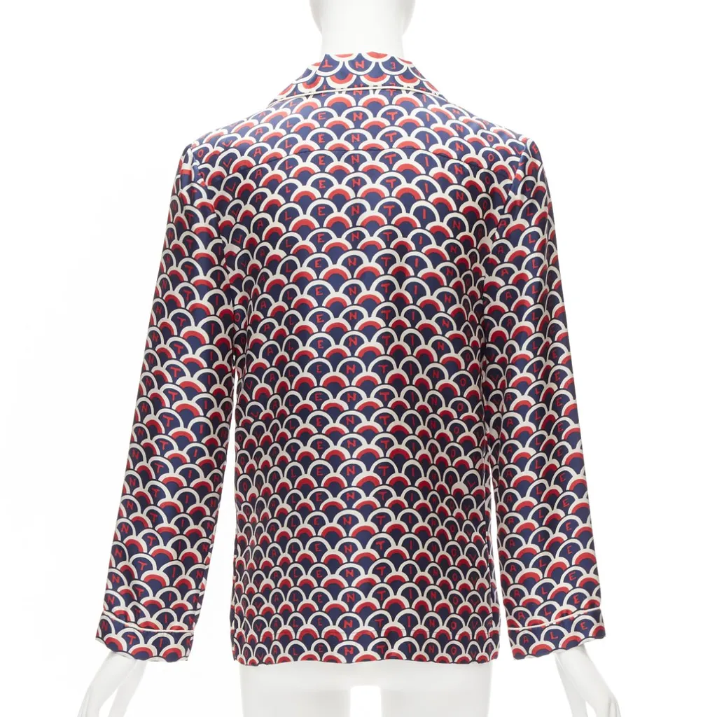 Valentino Logo Pajama Shirt Red Silk Never worn - Box View