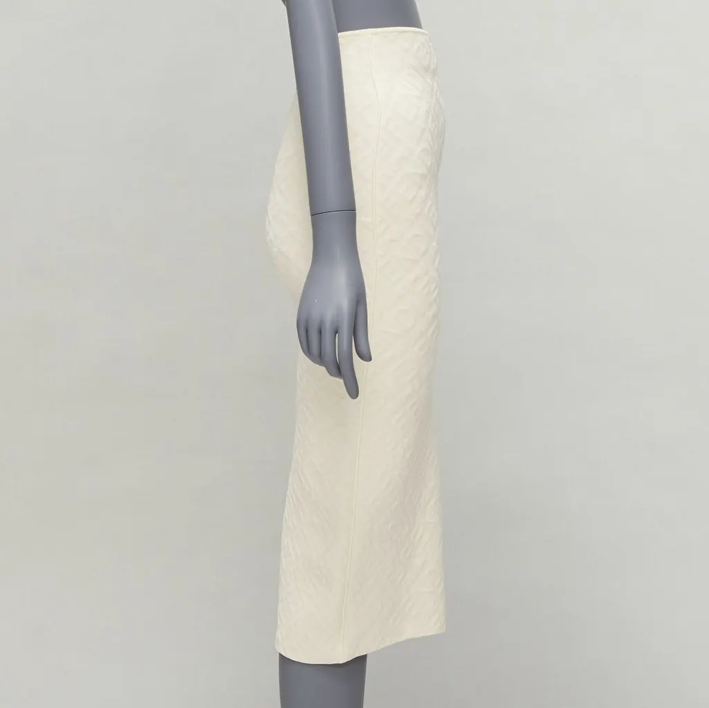 Fendi Logo Pencil Skirt Beige Viscose Never worn - Model View