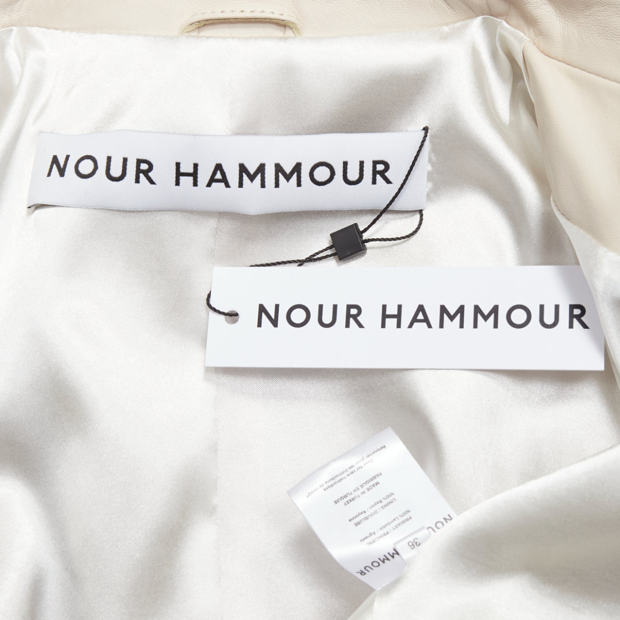 Nour Hammour Cream Lambskin Zip Jacket - Image 11