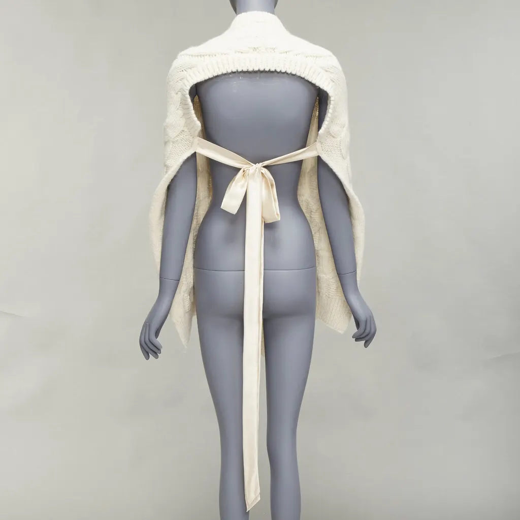 Simone Rocha Ribbon Tie Cable Top Beige Never worn - Back View
