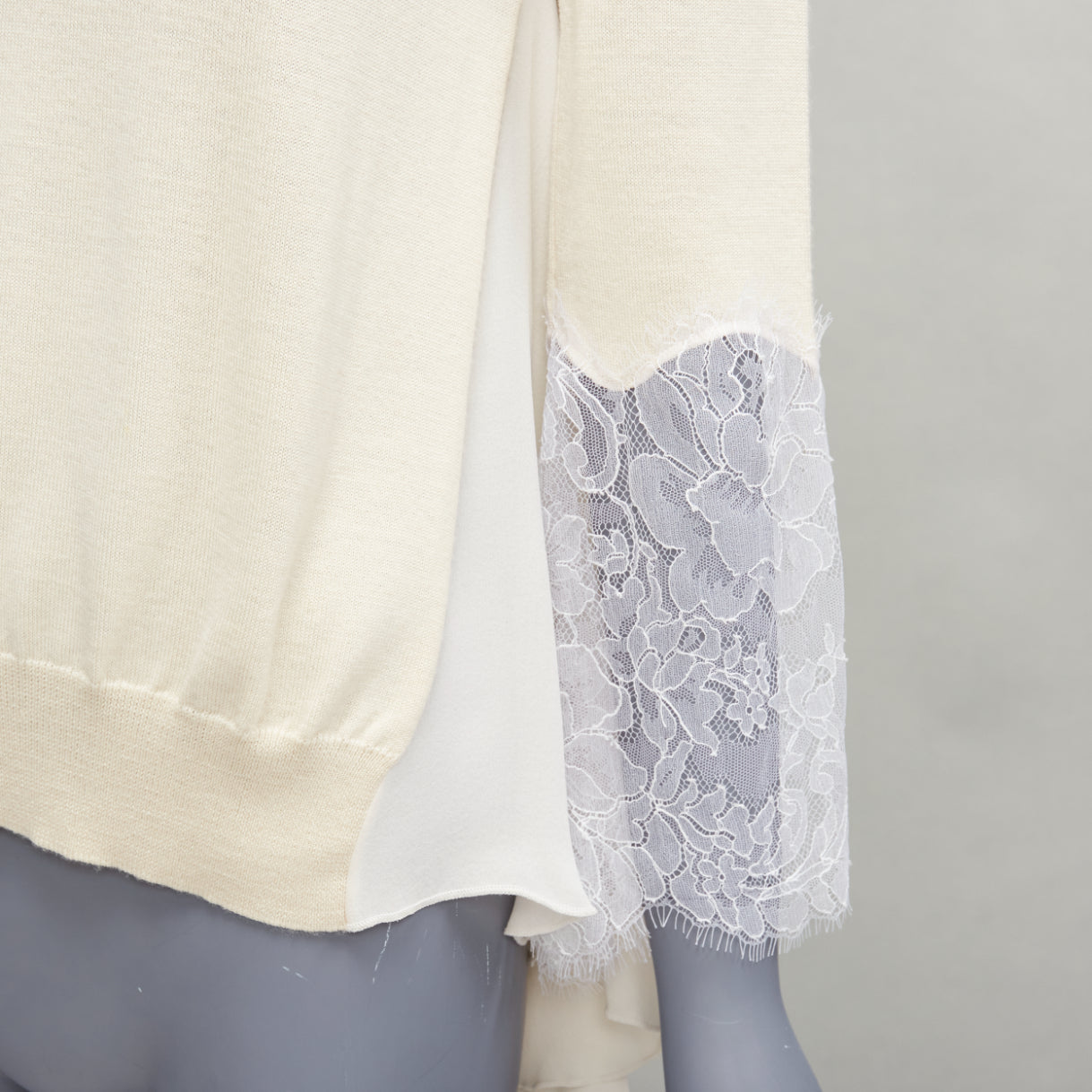 Oscar De La Renta Lace Flare Hem Sweater - Back view