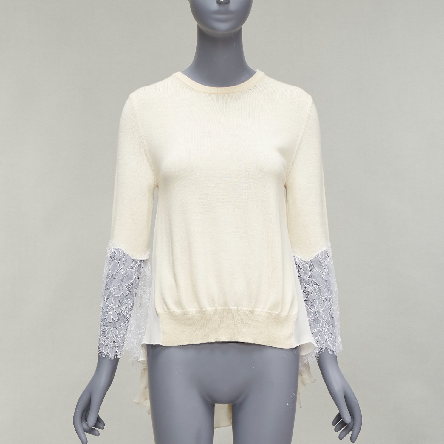 Oscar De La Renta Lace Flare Hem Sweater - Image 6