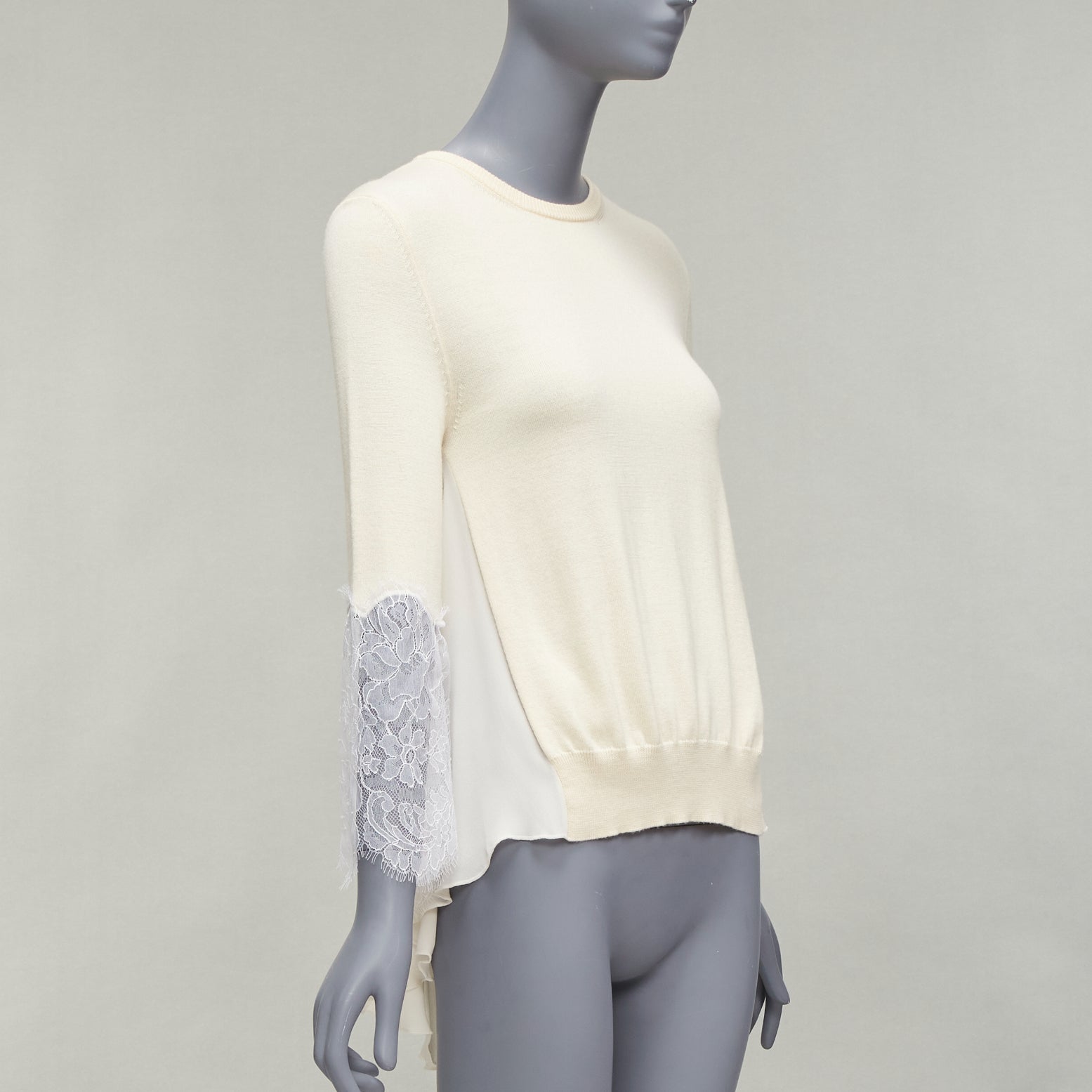 Oscar De La Renta Lace Flare Hem Sweater - 4