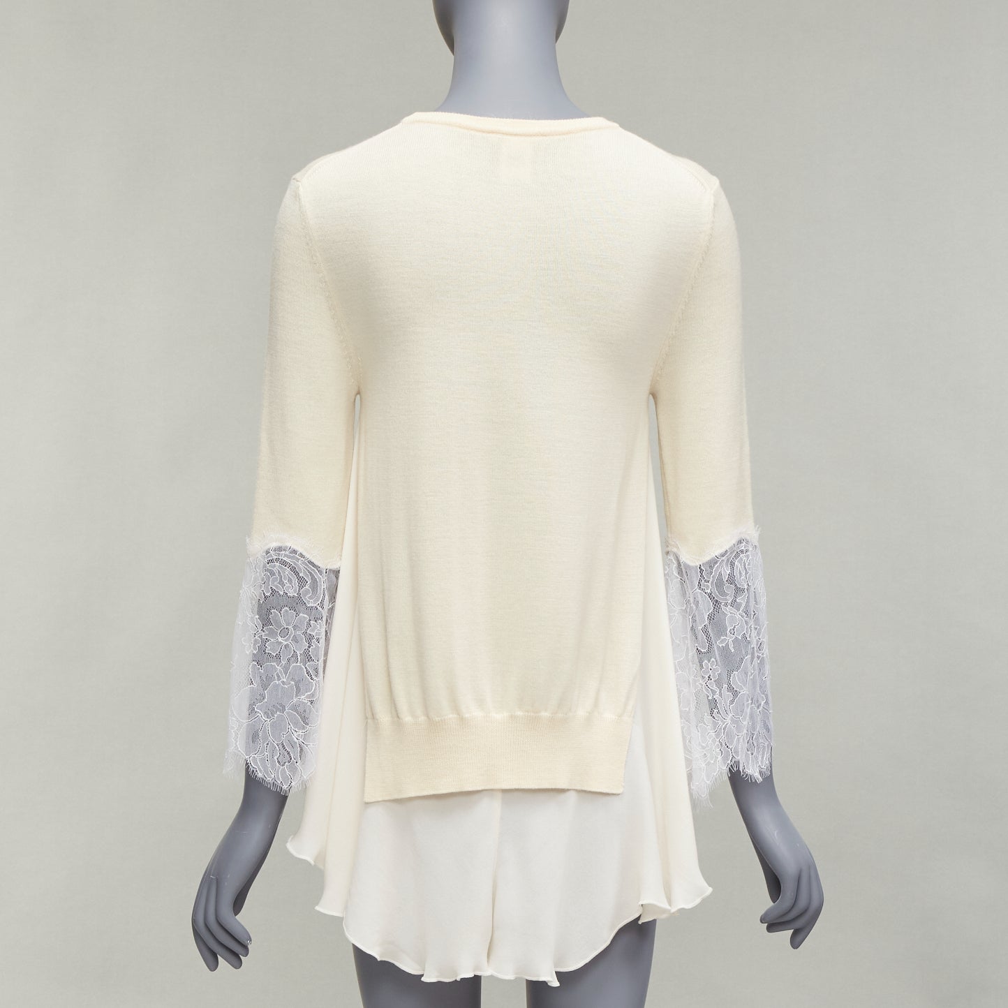 Oscar De La Renta Lace Flare Hem Sweater - Detail 1