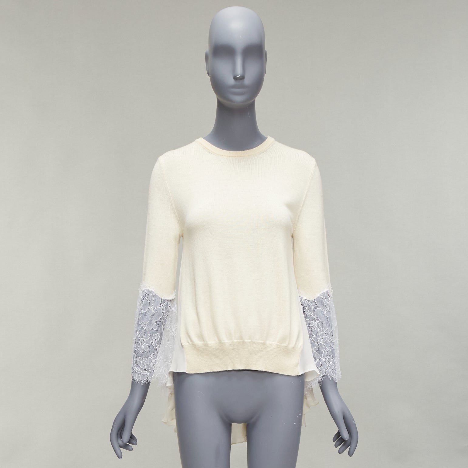 Oscar De La Renta Lace Flare Hem Sweater - Image 11