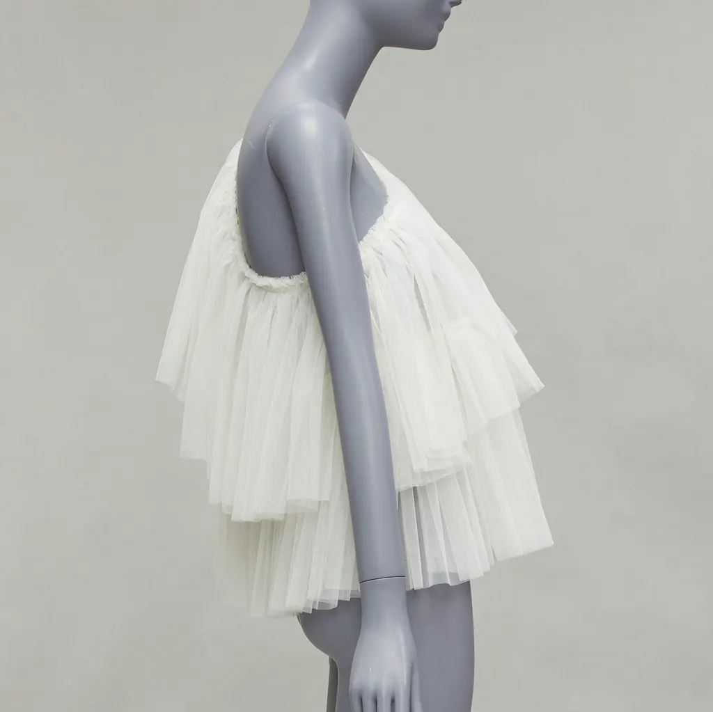 Molly Goddard Tulle Tiered Top Beige Never worn, with tag - Model View