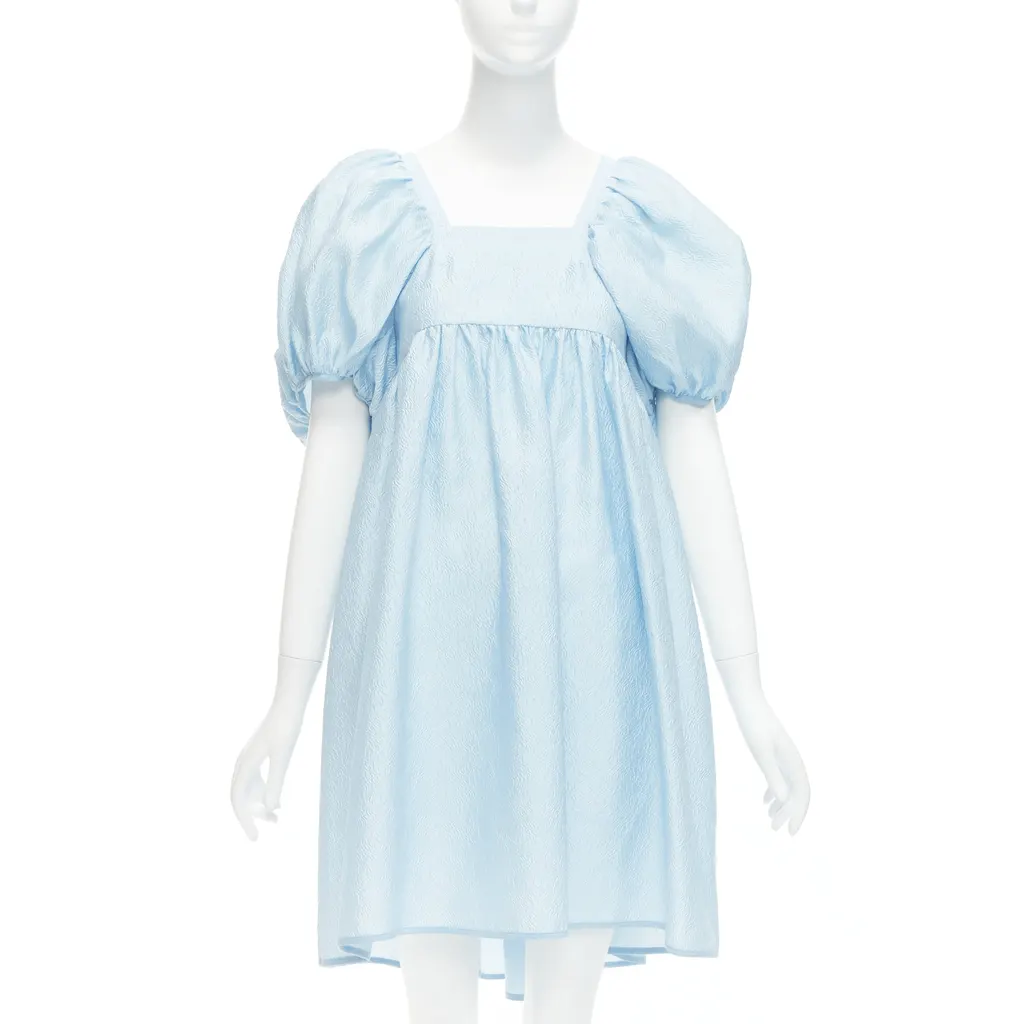 CecIlie Bahnsen Rose Babydoll Dress Blue Silk Never worn - Front View