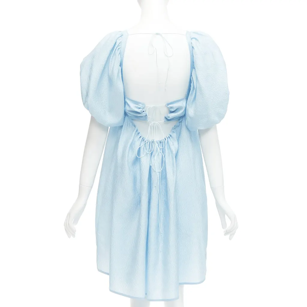 CecIlie Bahnsen Rose Babydoll Dress Blue Silk Never worn - Back View