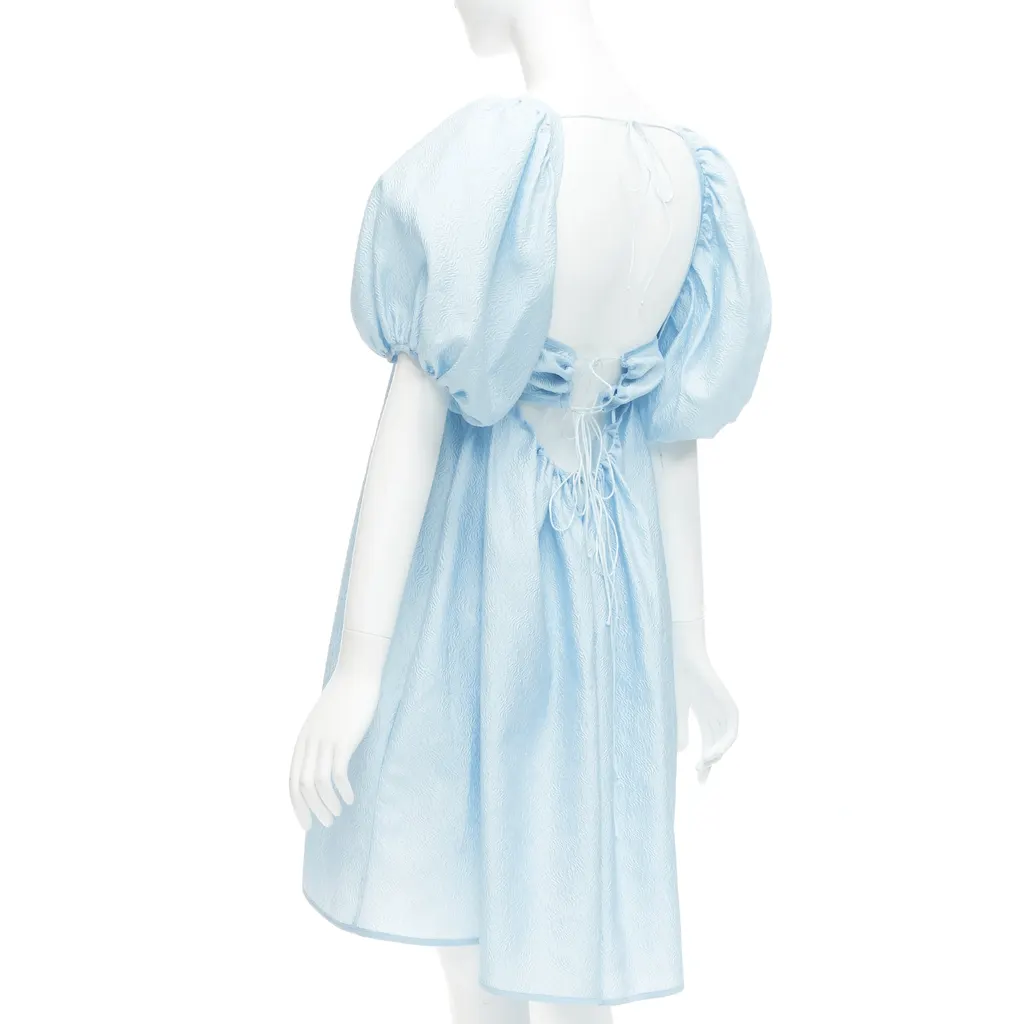 CecIlie Bahnsen Rose Babydoll Dress Blue Silk Never worn - Box View