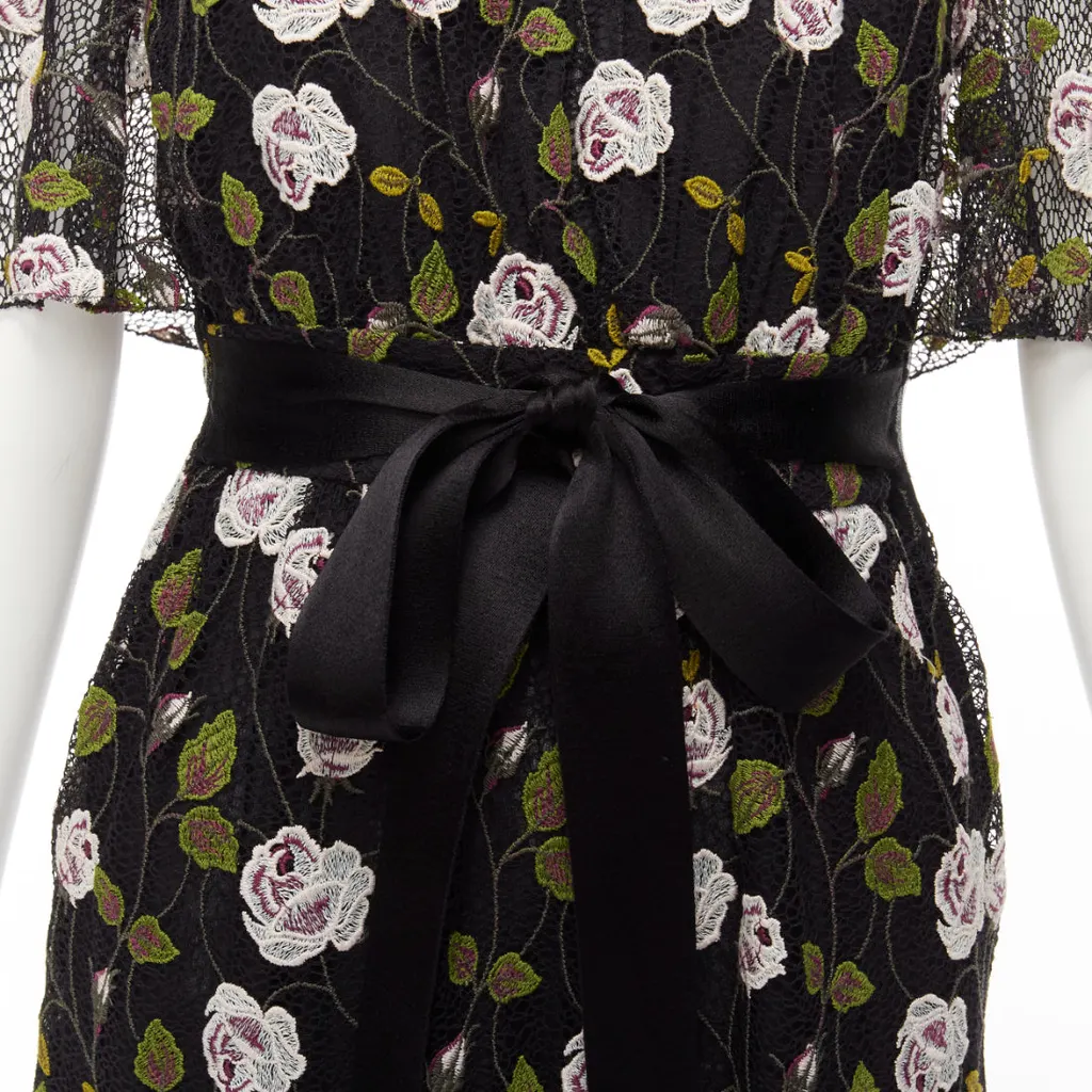 Giambattista Valli Lace Cape Dress Black Cotton Very good - Back View