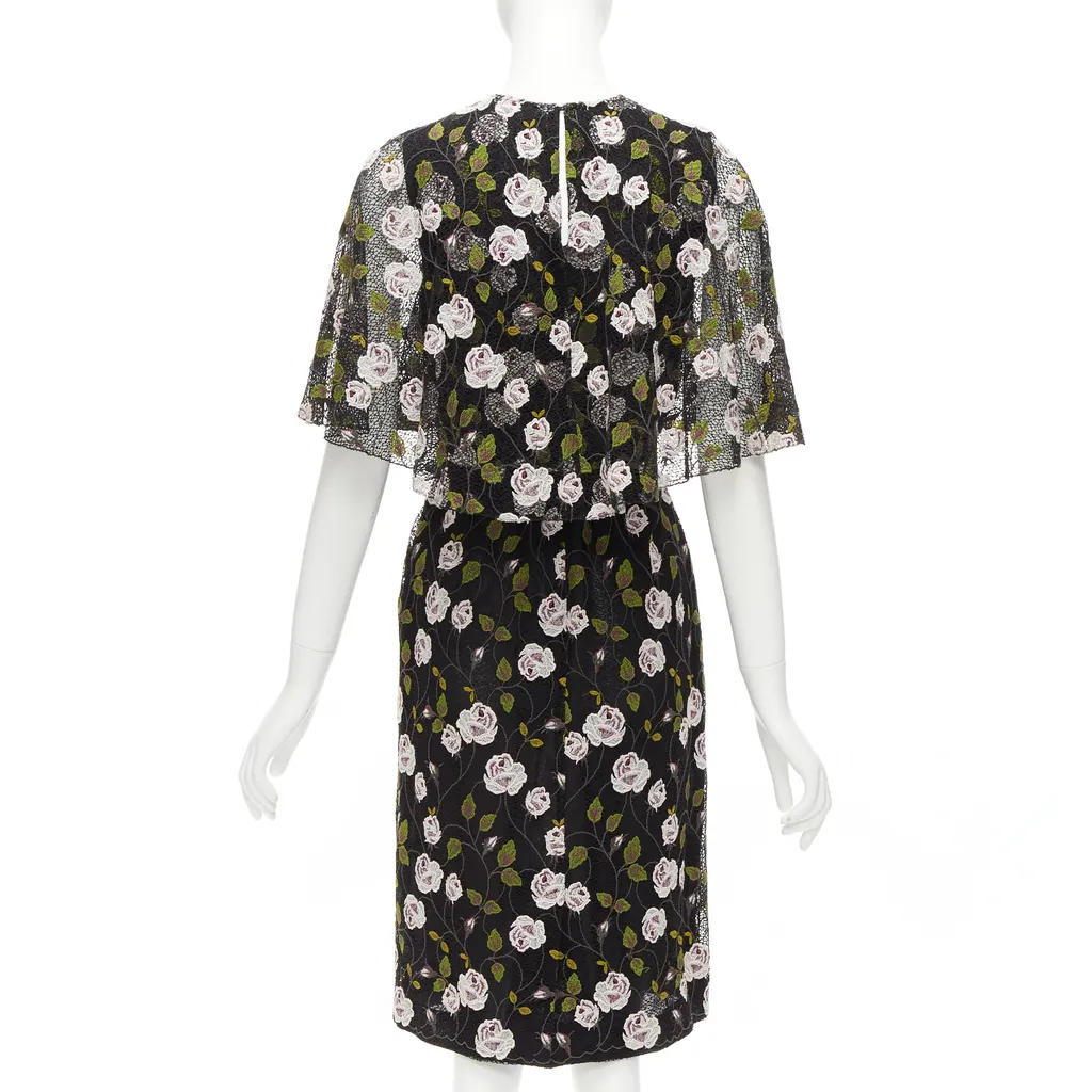 Giambattista Valli Lace Cape Dress Black Cotton Very good - Box View