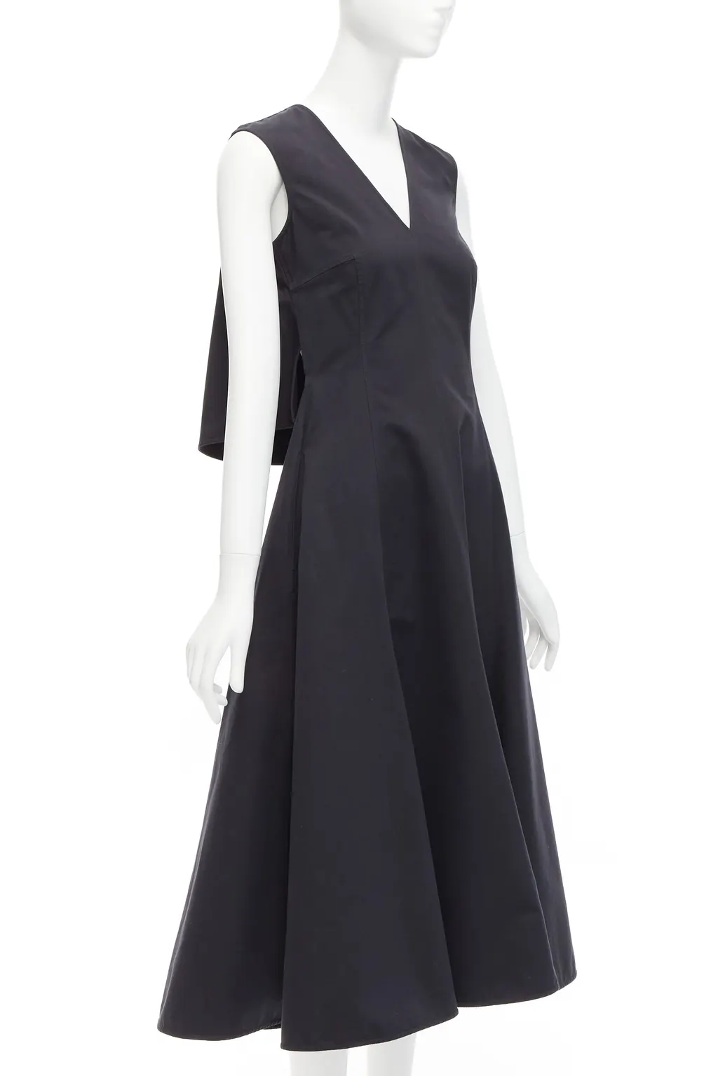 Jil Sander Cape Back Dress Black Cotton Very good - Front View