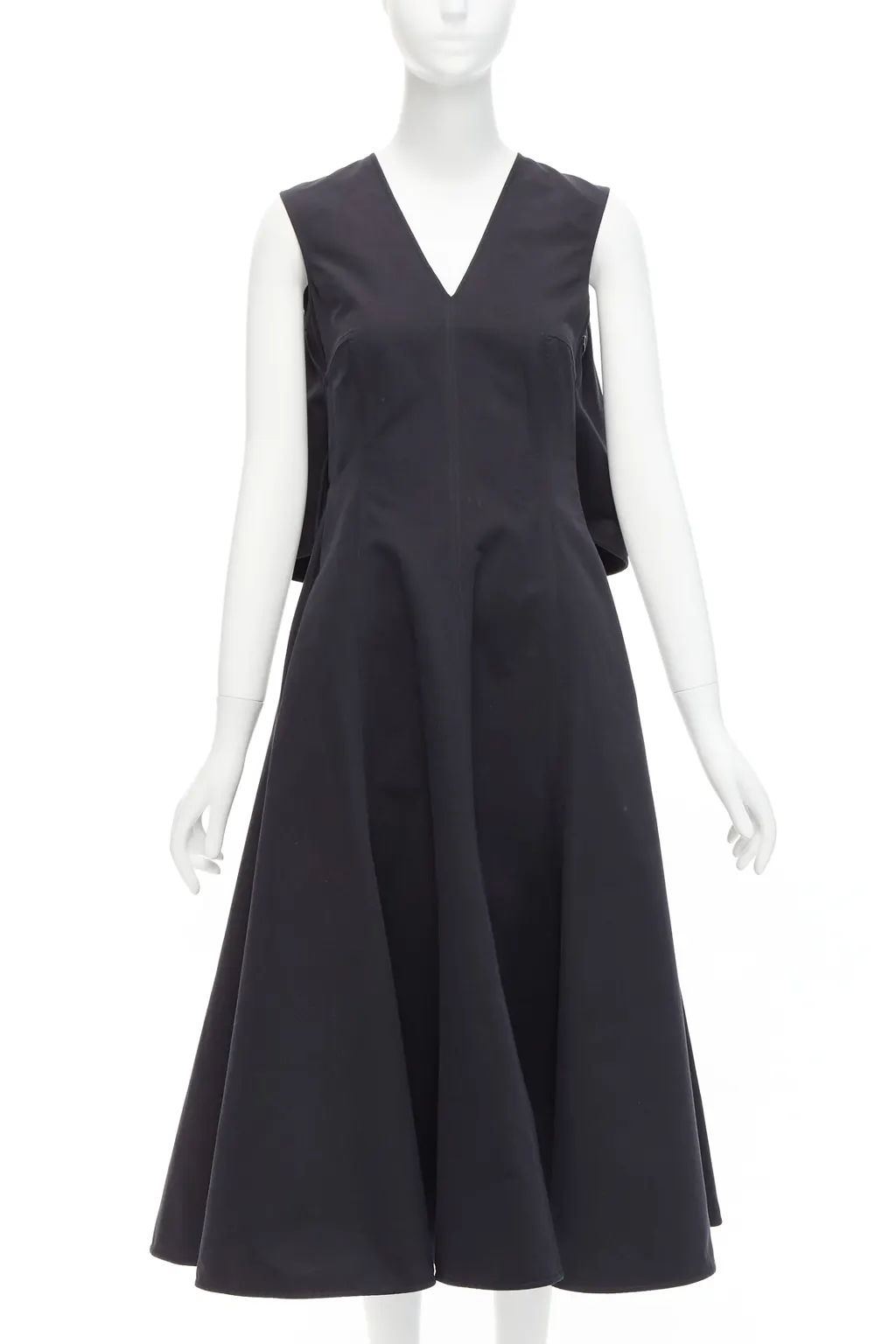 Jil Sander Cape Back Dress Black Cotton Very good - Back View