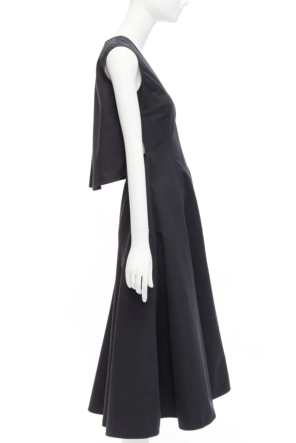 Jil Sander Cape Back Dress Black Cotton Very good - Inside View