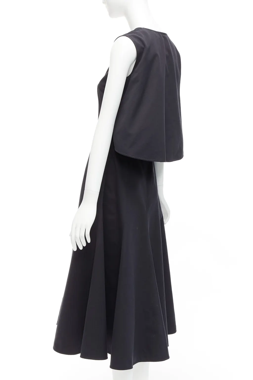 Jil Sander Cape Back Dress Black Cotton Very good - Box View