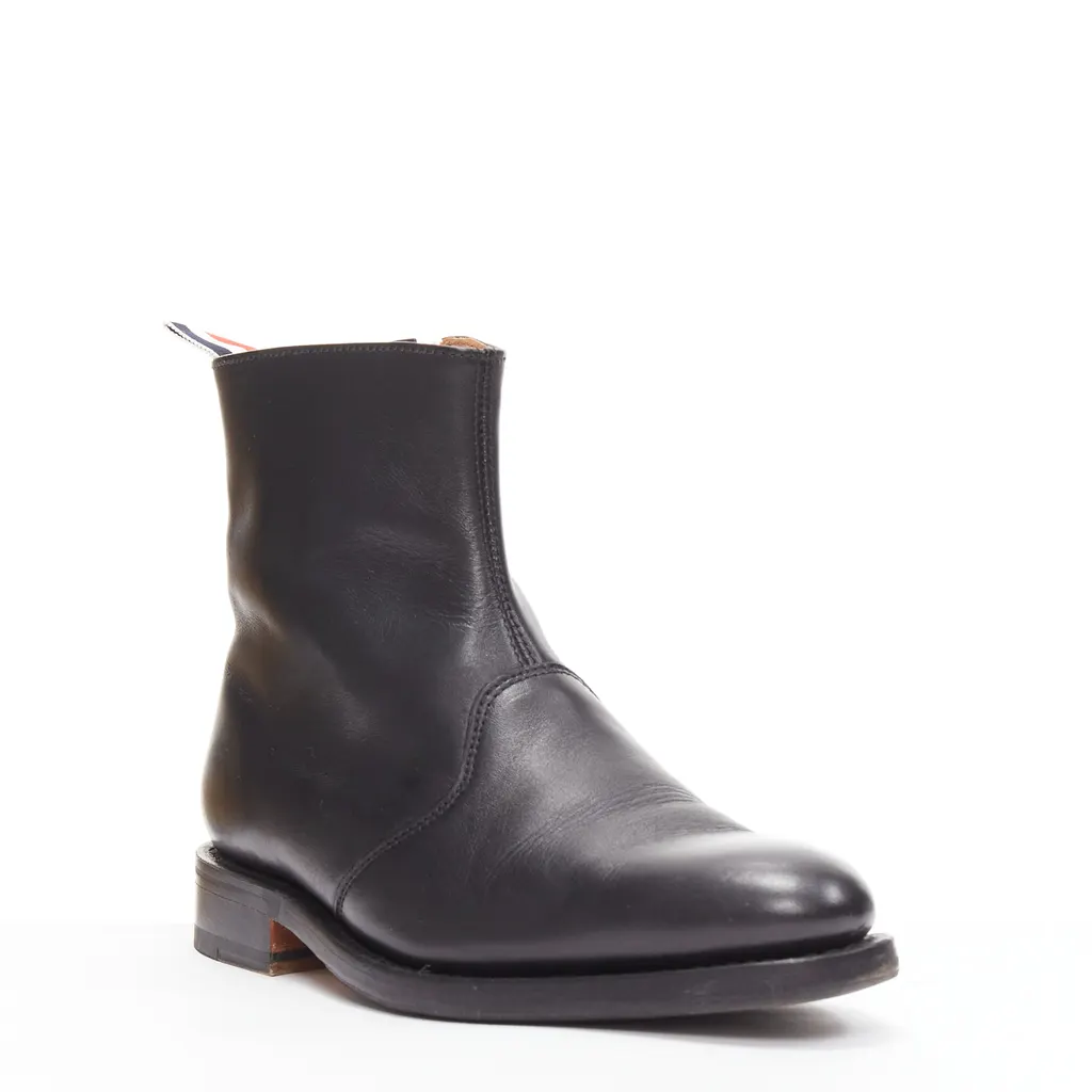 Thom Browne Minimal Tab Zip Boots Black Leather Good - Back View