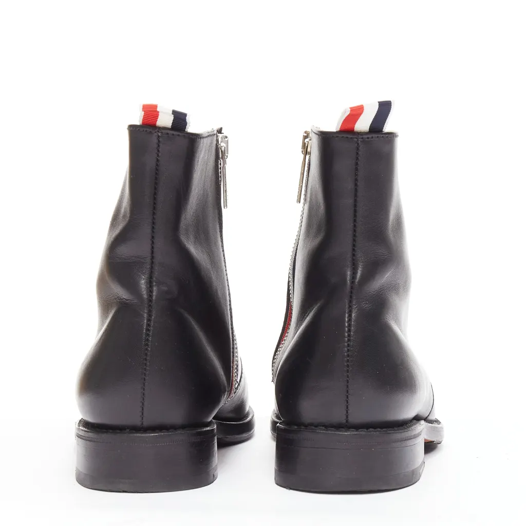 Thom Browne Minimal Tab Zip Boots Black Leather Good - Box View