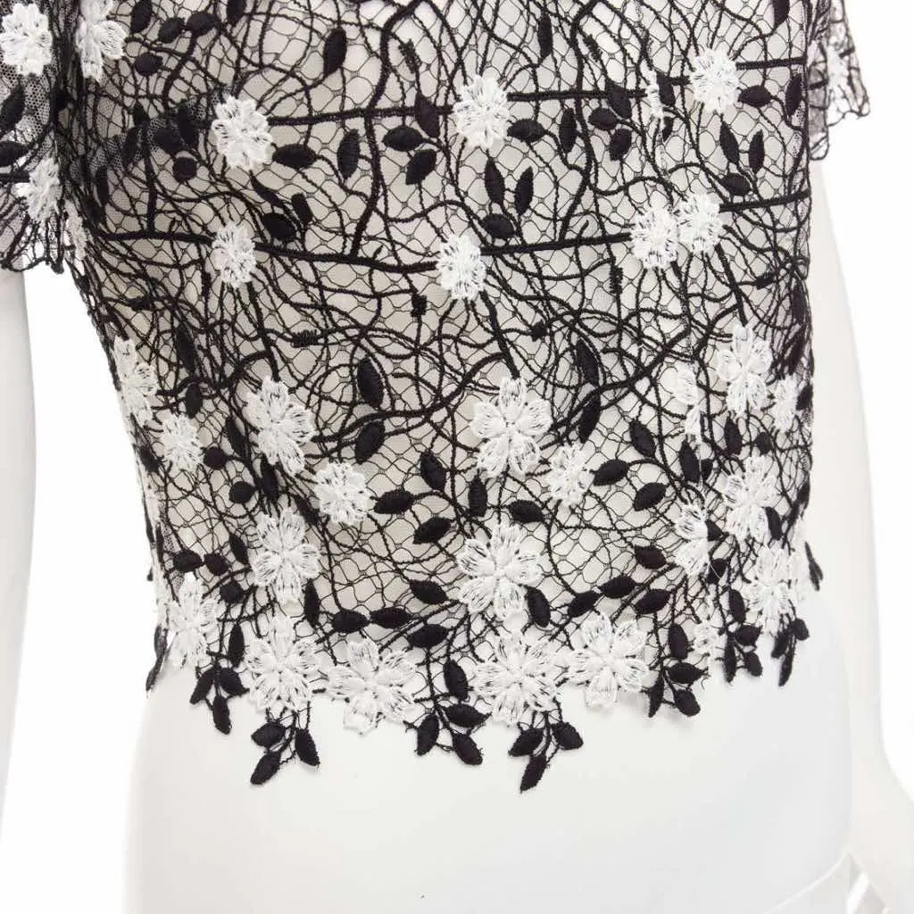 Giambattista Valli Lace Applique Shirt Black Cotton Never worn - Back View