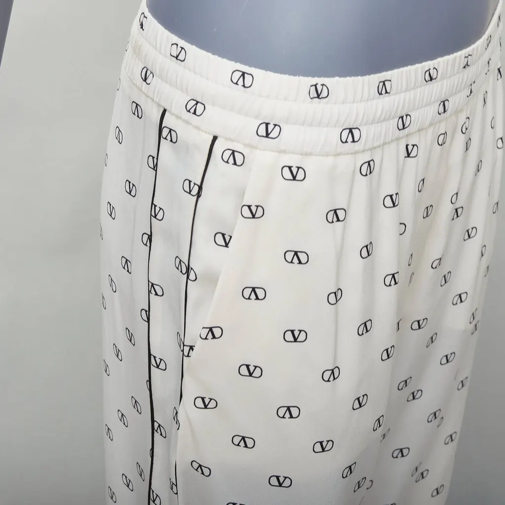 Valentino Trim Waist Pants Beige Silk Never worn - Back View