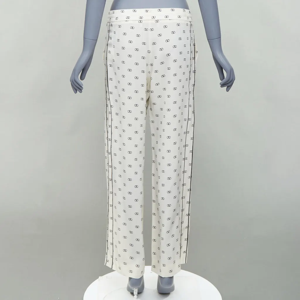 Valentino Trim Waist Pants Beige Silk Never worn - Box View