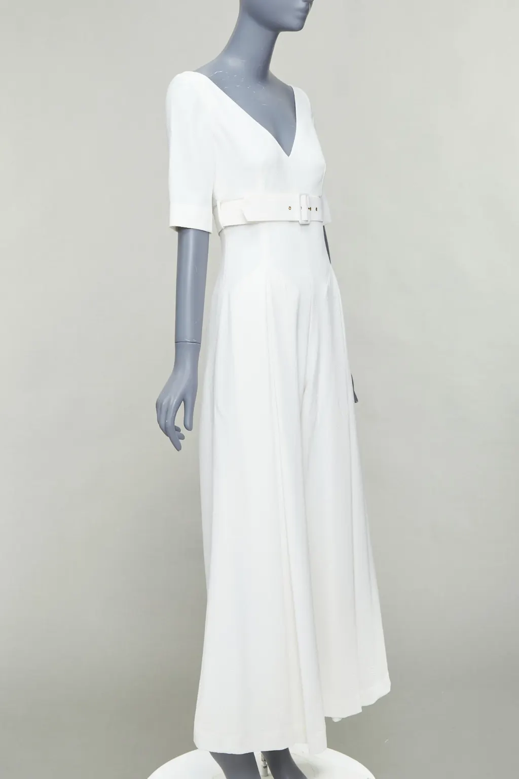 Emilia Wickstead Cloque Belted Jumpsuit Beige Polyester Very good - Inside View