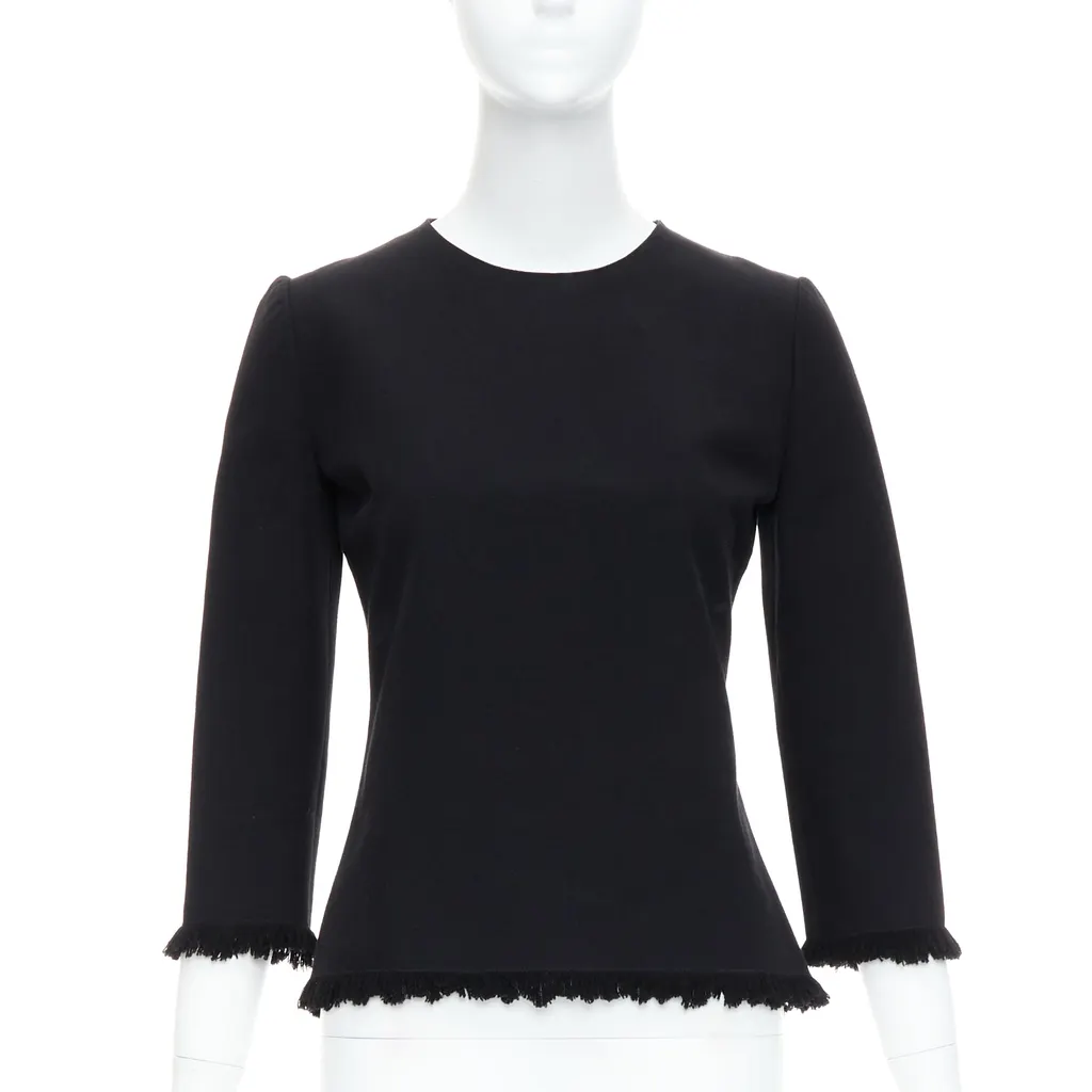 Tom Ford Fringe Fitted Top Black Wool Never worn - Front View