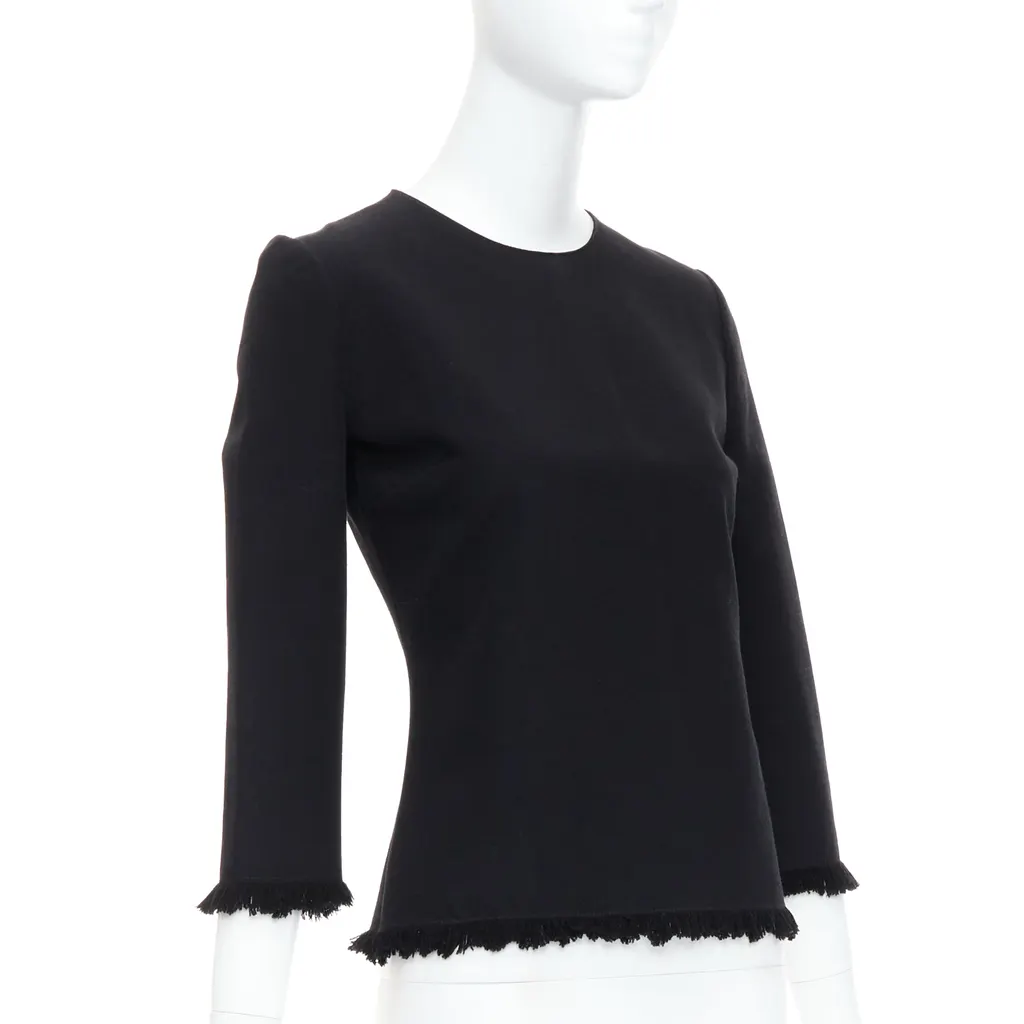 Tom Ford Fringe Fitted Top Black Wool Never worn - Inside View