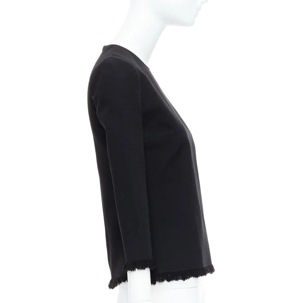 Tom Ford Fringe Fitted Top Black Wool Never worn - Model View
