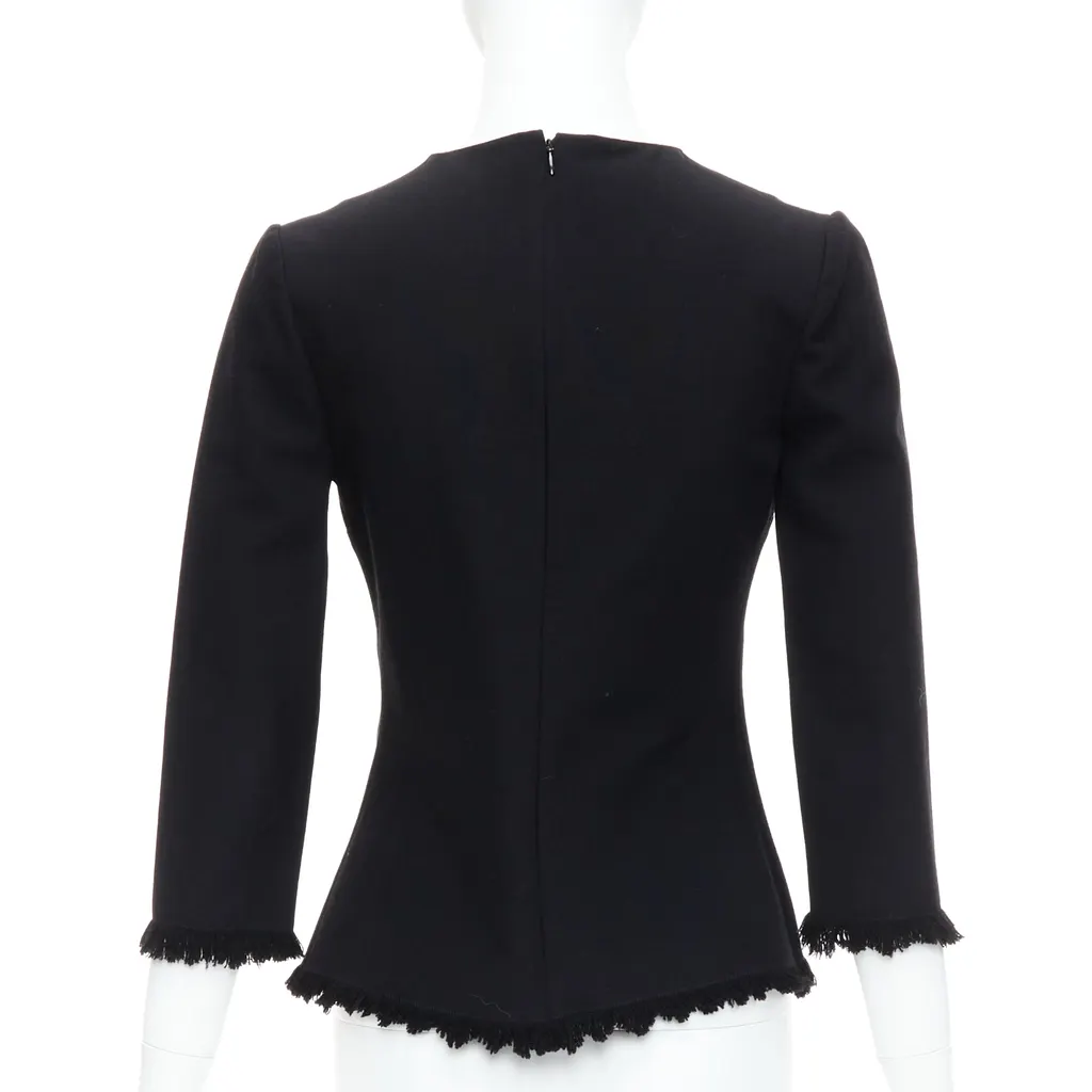Tom Ford Fringe Fitted Top Black Wool Never worn - Box View