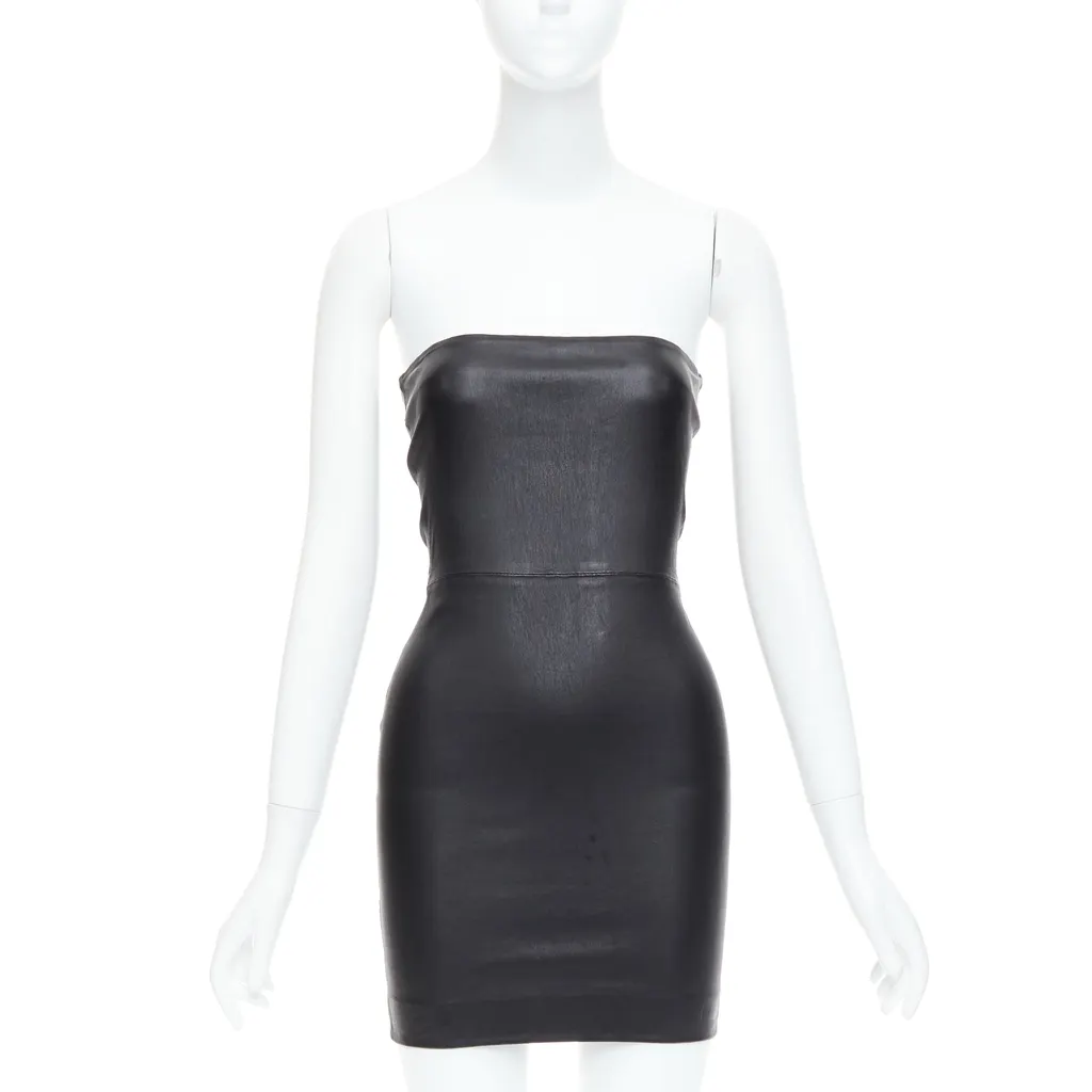SPRWMN Leather Tube Dress Black Leather Good - Front View