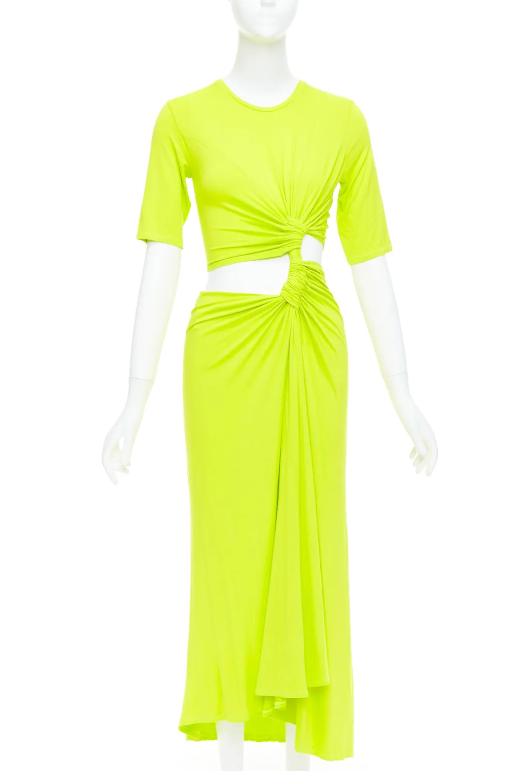 Sid Neigum Twist Draped Dress Green Polyester Very good - Front View