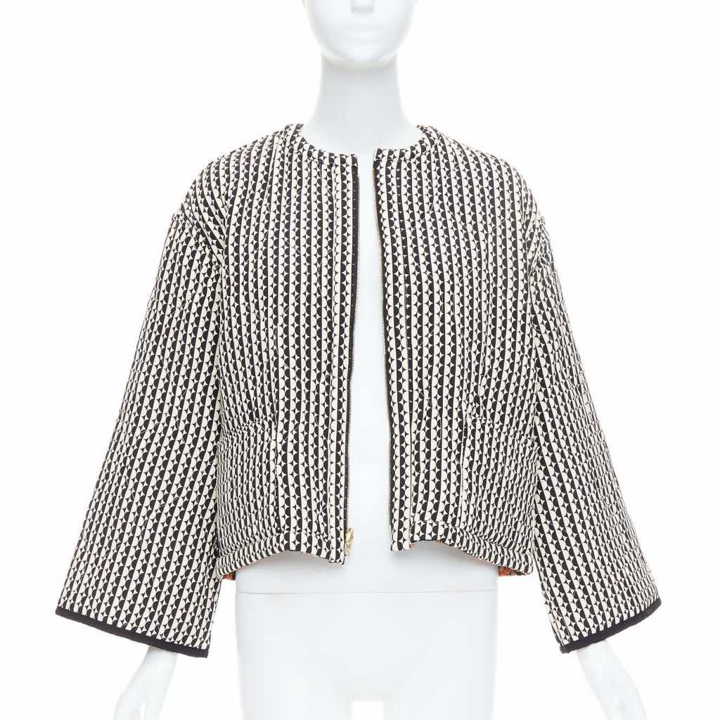 Oscar De La Renta Black Silk Padded Coat