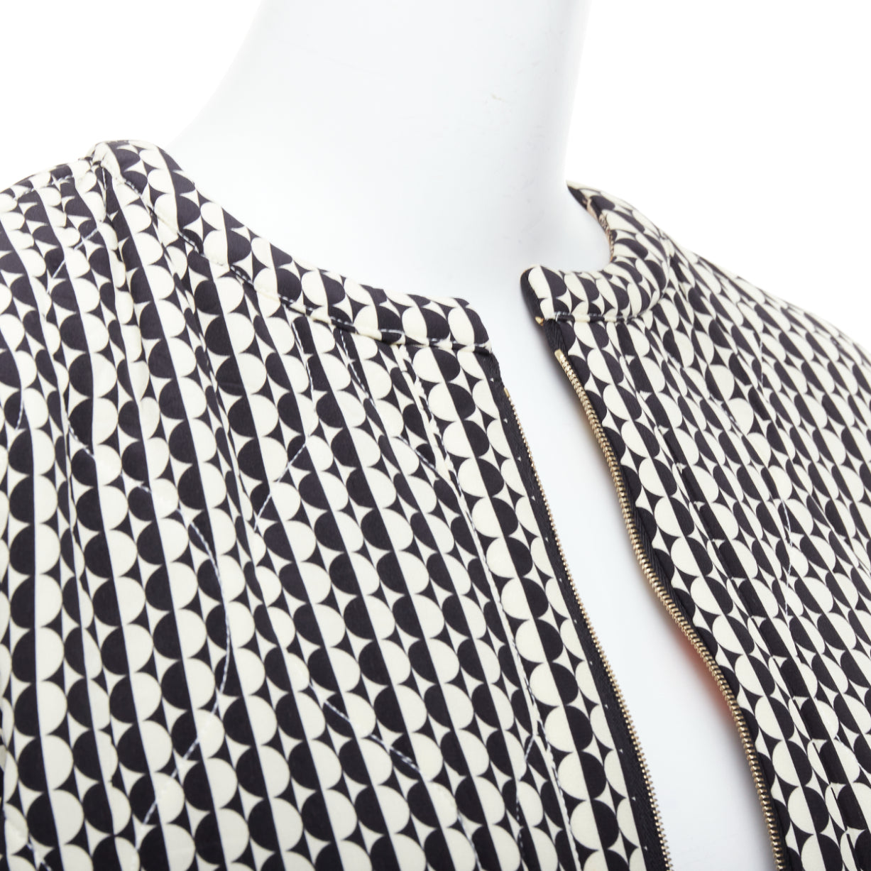 Oscar De La Renta Black Silk Padded Coat - Back view