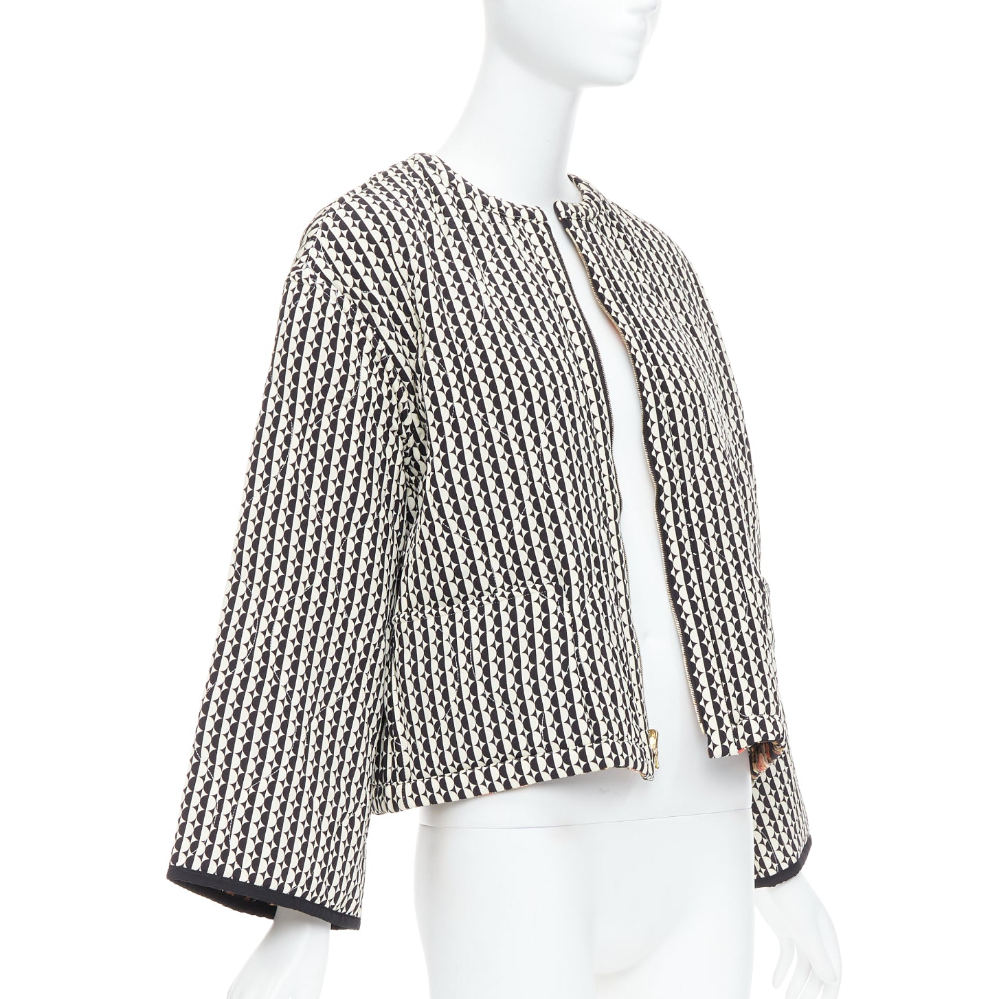 Oscar De La Renta Black Silk Padded Coat - Image 6