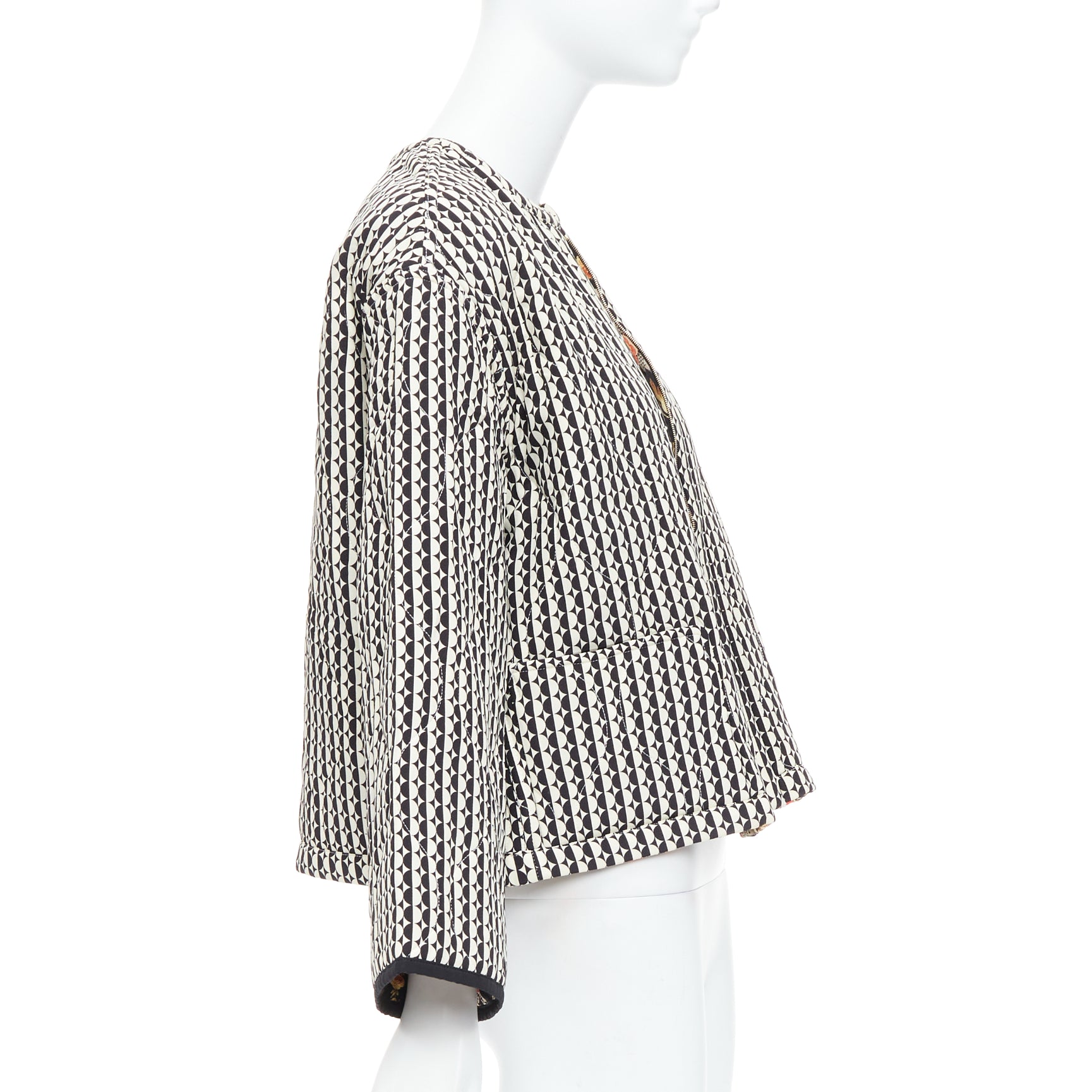 Oscar De La Renta Black Silk Padded Coat - 4