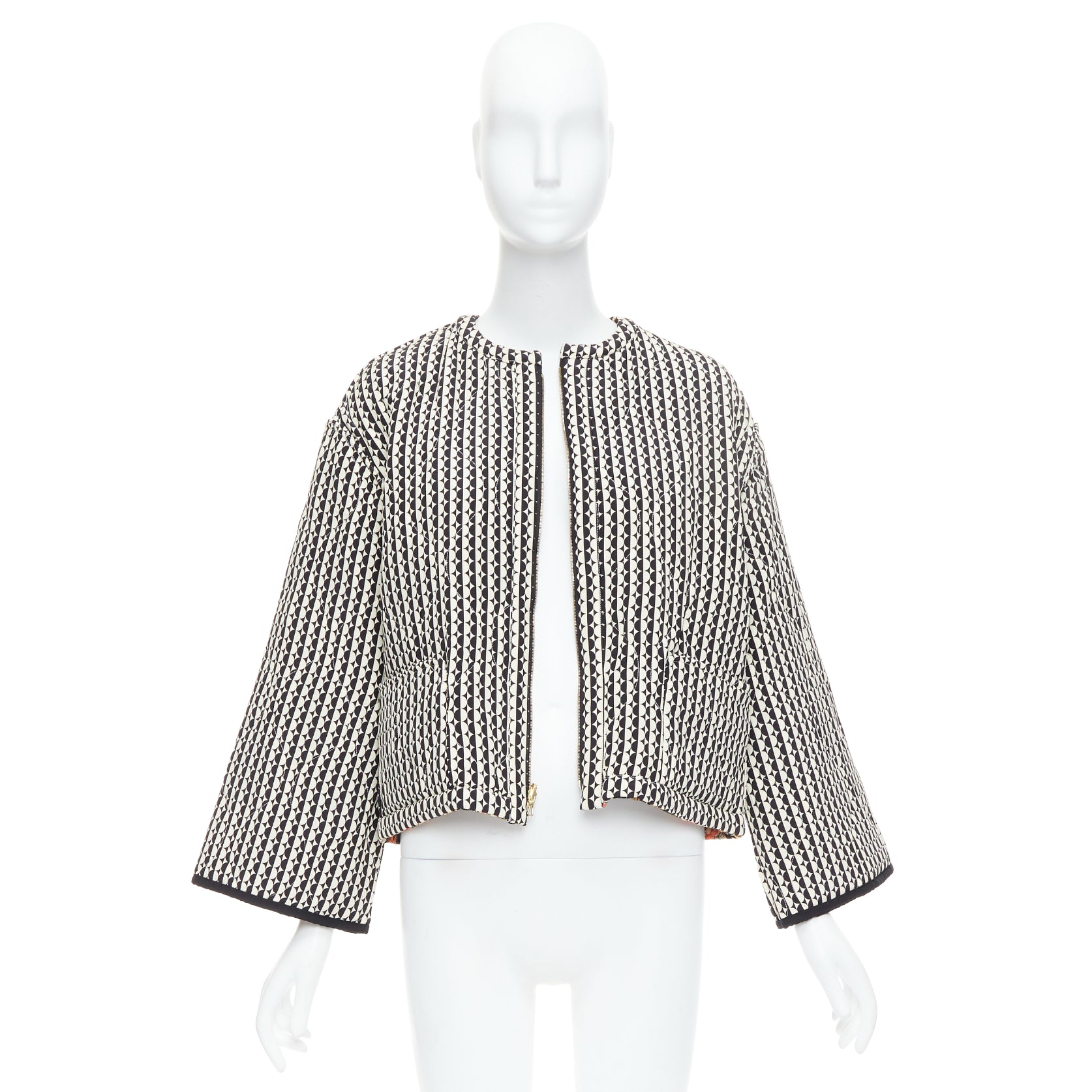 Oscar De La Renta Black Silk Padded Coat - Image 11