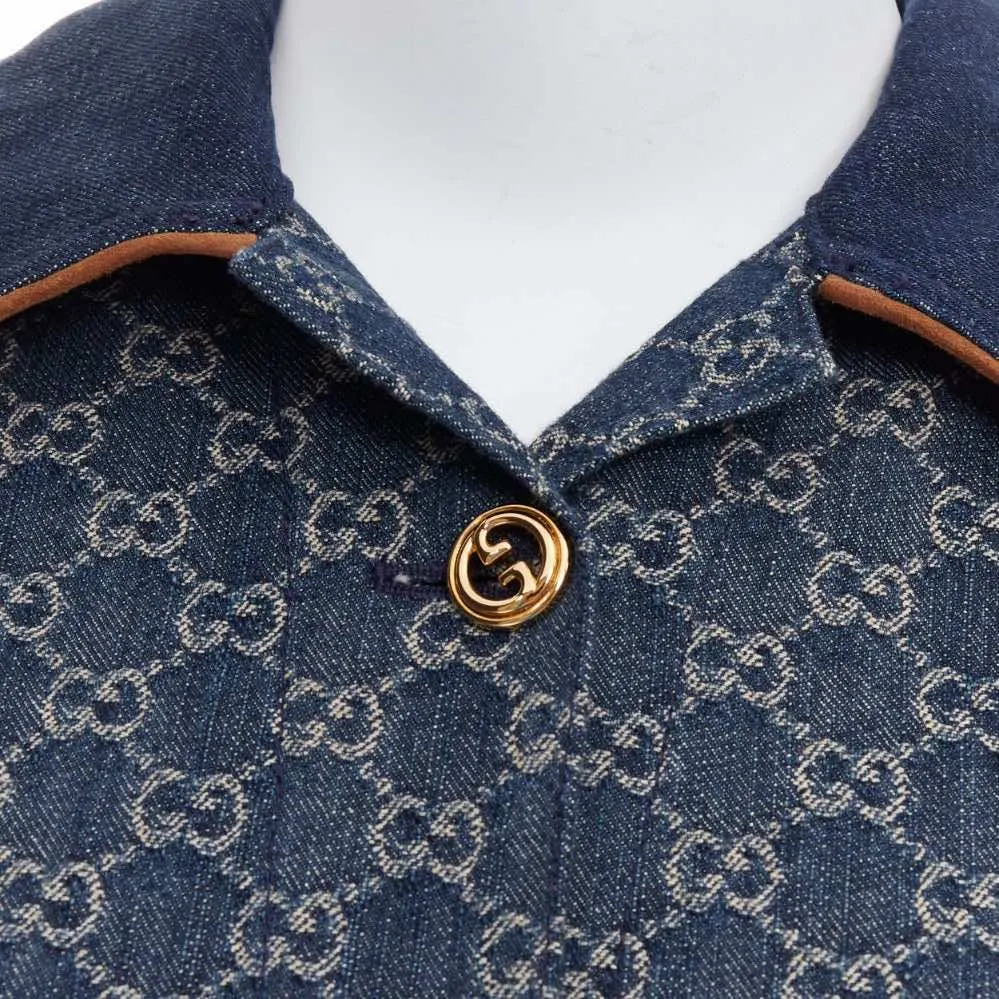 Gucci Blue Denim GG Coat Blue Cotton Never worn - Back View