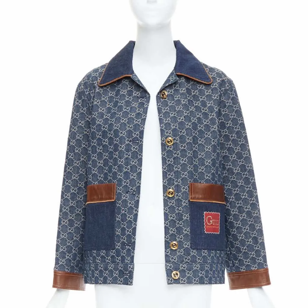 Gucci Blue Denim GG Coat Blue Cotton Never worn - Inside View
